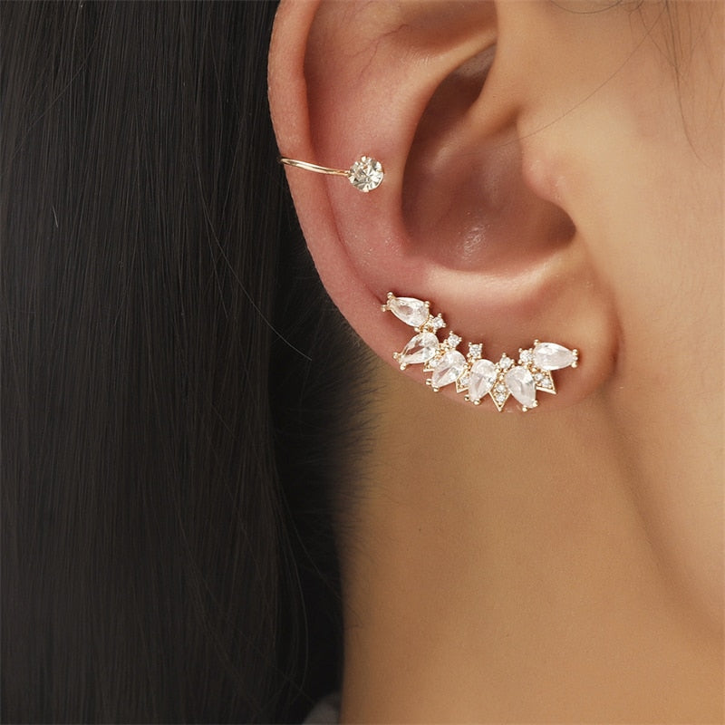 1Pc Bohemian NO Piercing Crystal Rhinestone Ear Cuff Wrap Stud Clip Earrings For Women Girl Trendy Butterfly Earrings Jewelry