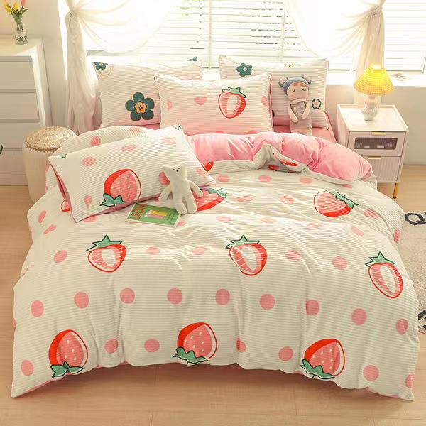 High-end Thickened Magic Fleece Winter Bedding Set Soft Crystal Velvet Duvet Cover Set with Sheets Quilt Cover and Pillowcases