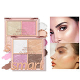 Highlighter Palette Contour Blush Powder 4 Colors Glitter Brighten Makeup Shimmer Illuminator Highlighter for Makeup