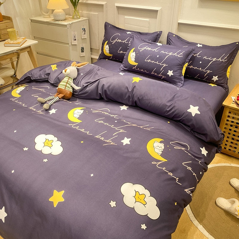 Cute Dinosaur Print Queen Size Bedding Set King Size Daisy Printed  Duvet Cover Set with Flat Sheets Cozy Durable Bedding Sets