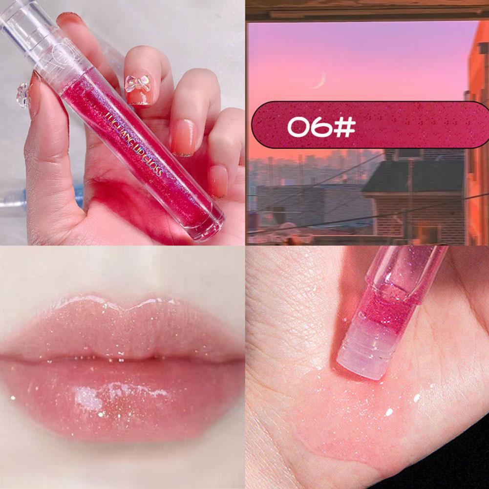 6color Mirror Water Lip Glaze Lip Gloss Lipstick Long-lasting Hydrating Waterproof, Moisturizing Lip Sweat-proof Gloss J5E7