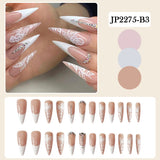 24pcs False Nails Nude Gradient Nail Patch Rhinestone Inlaid Press On Nails Removable Long Paragraph Fashion Manicure nail tips