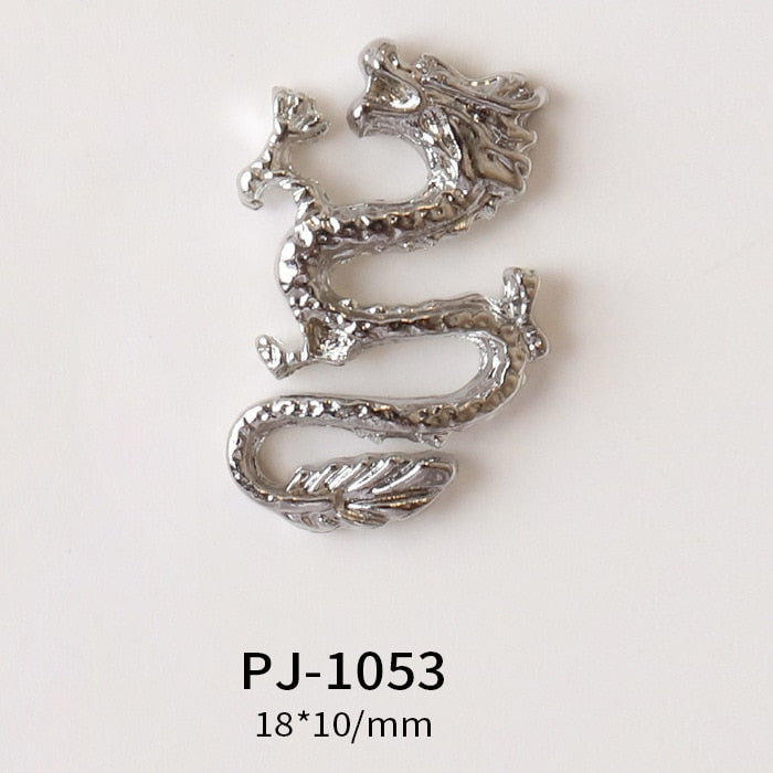 10pc Retro Noble Chinese Dragon Nail Charms Eastern Legend Imperial Vintage Metal Decoration Deity Loong 3D Fingernails Ornament