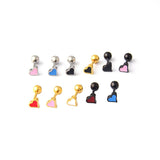 1PC Cute Enamel Love Mini Stud Earrings Multicolor Heart Small Ear Bone Earring Spiral Bead Women Body Piercing Jewelry Gift