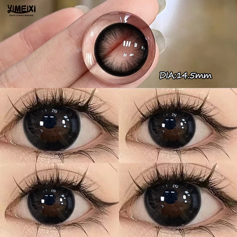 2pcs Myopia Color Contact Lenses for Eyes with Myopia Black Large Diameter Lens Circular Lens Beauty Pupil