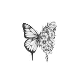 Flower Butterfly Temporary Female Tattoo Flash Fake Tattoo Men Women Arm Black Decal Sticker