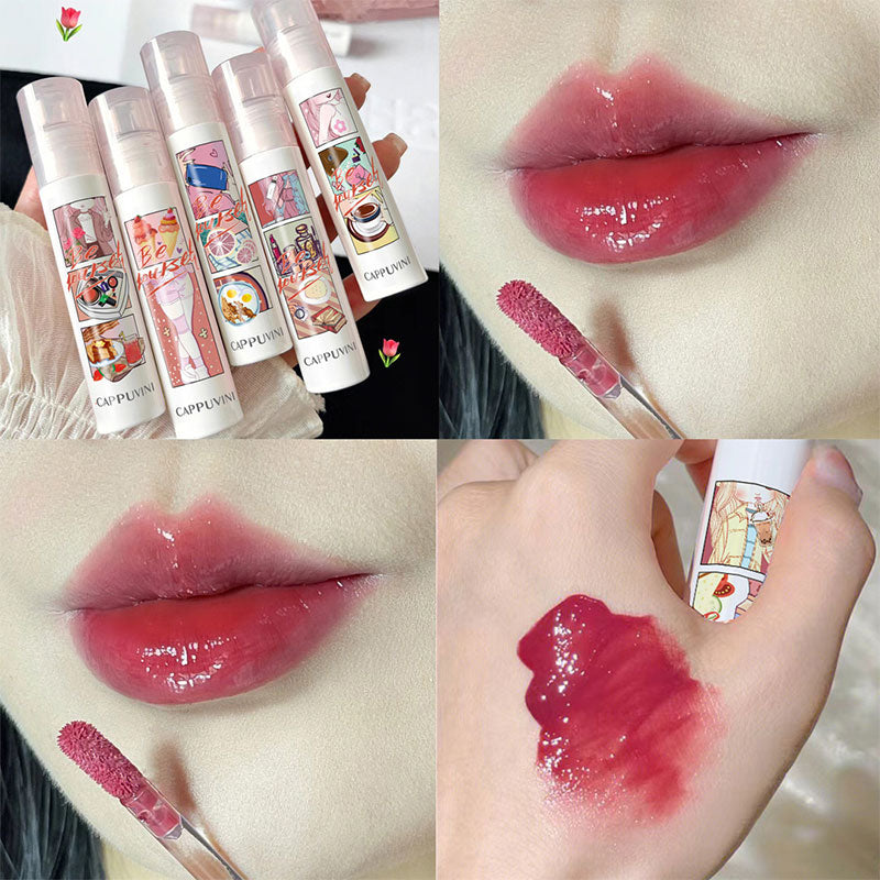 Purple Glitter Water Light Lip Gloss Long-lasting Double-end Lip Glaze Mirror Liquid Lipstick Not Fade Lip Tint Korean Cosmetic