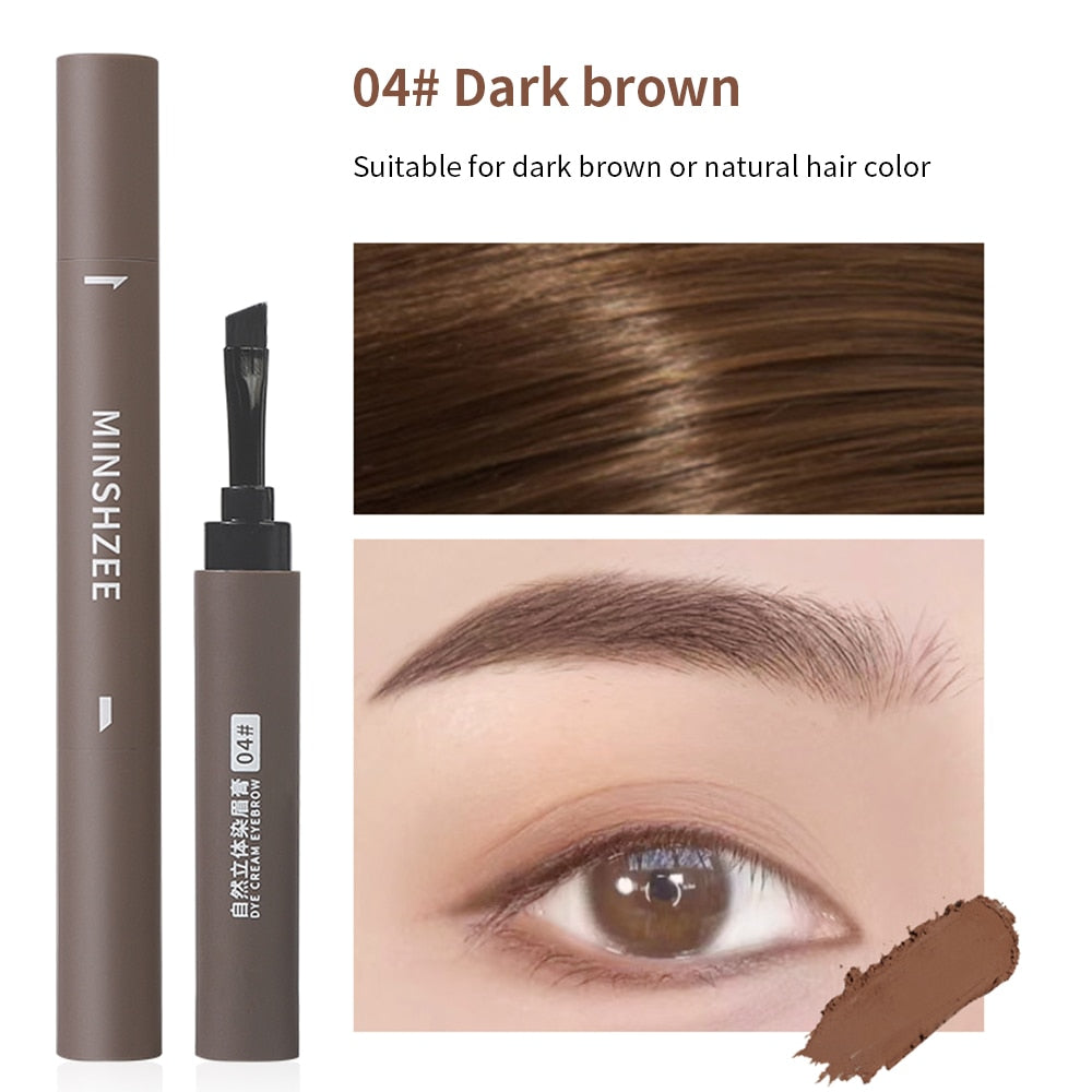 Waterproof Eyebrow Cream Pen with Brush Lasting Not Smudge Lying Silkworm Eyeliner Brown Grey Eyebrow Pencil Makeup Cosmetics