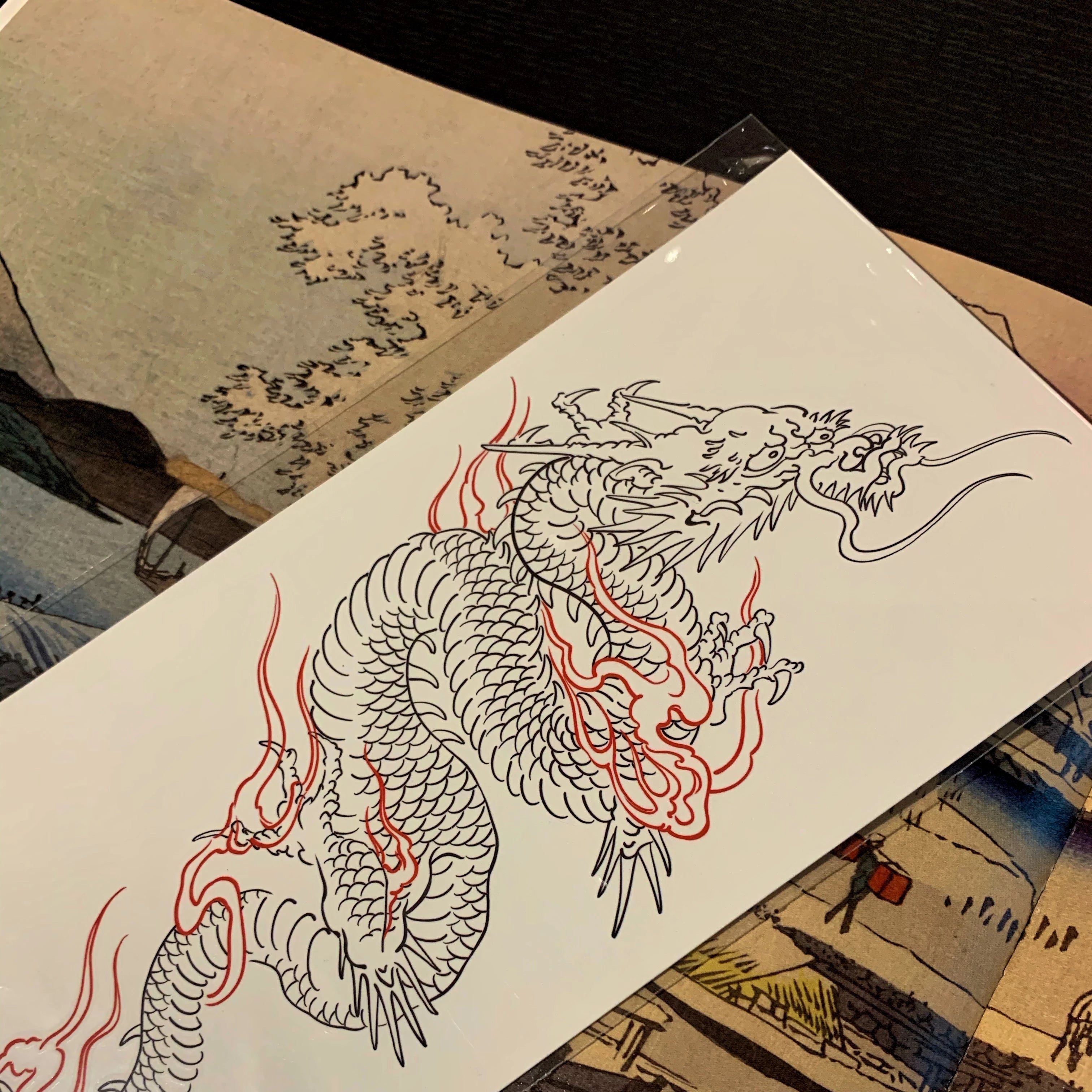 Waterproof Temporary Tattoo Sticker Double Color Chinese Dragon Arm Leg Waterproof Body Art Fake Tattoo Men Women Big Size