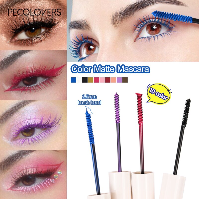 5 Colors 4d Silk Fiber Mascara Waterproof Cosmetic Dry Fiber Mascara Extra Volume Black Blue Brown Purple Green Mascara Makeup