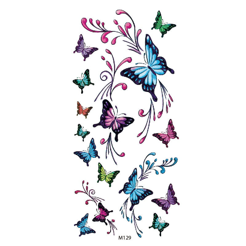 Butterfly Fake Tattoo Flash Transfer Tattoo Arm Leg Women Decal Waterproof Temporary Tattoo Sticker 1pcs