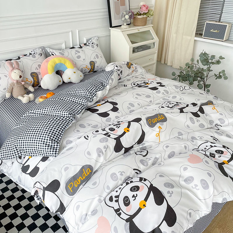 Fashion Boys Girls Bedding Set Soft Flat Sheets Bed Linen Duvet Quilt Cover Pillowcase for Queen Full Size Cute Cartoon Printed