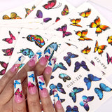 30pcs 3D Butterfly Nail Stickers Water Transfer Decals Slider Blue Black Red Butterfly Nails Art Decorations Manicure Wraps