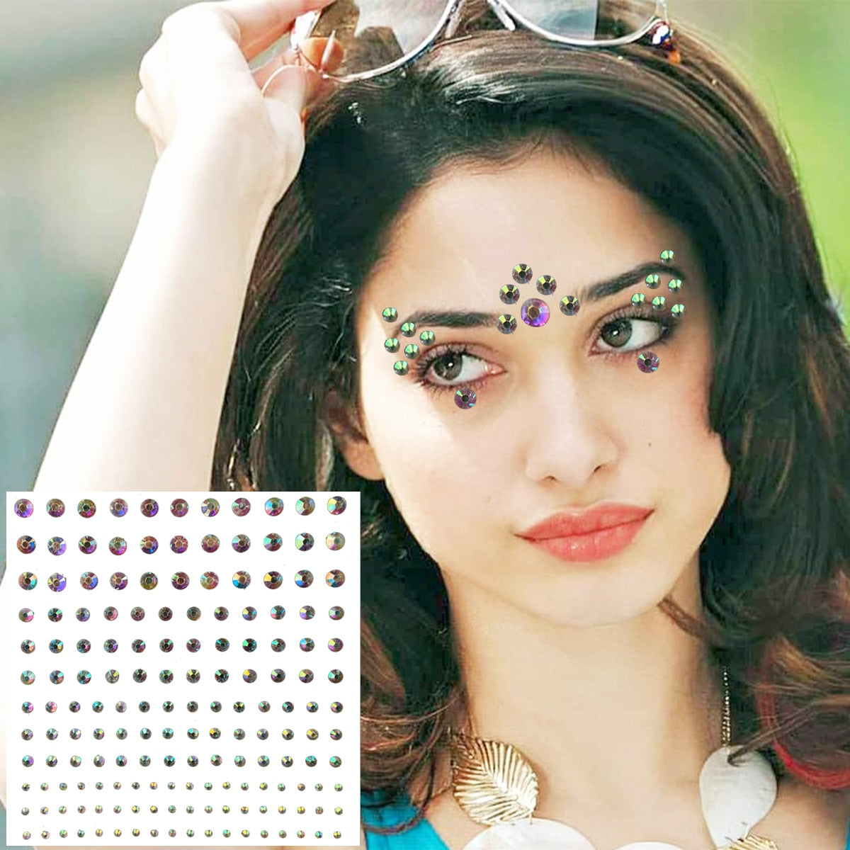 Colorful Face Jewels Temporary Tattoos Eye Forehead Rhinestones Tears Gems Sticker Shiny Water Drop Makeup Jewelry Body Art Rave