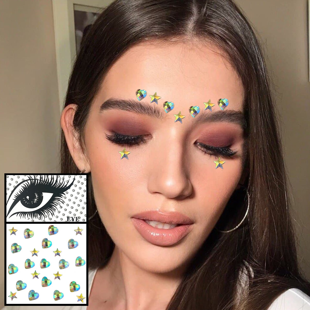 Colorful Face Jewels Temporary Tattoos Eye Forehead Rhinestones Tears Gems Sticker Shiny Water Drop Makeup Jewelry Body Art Rave