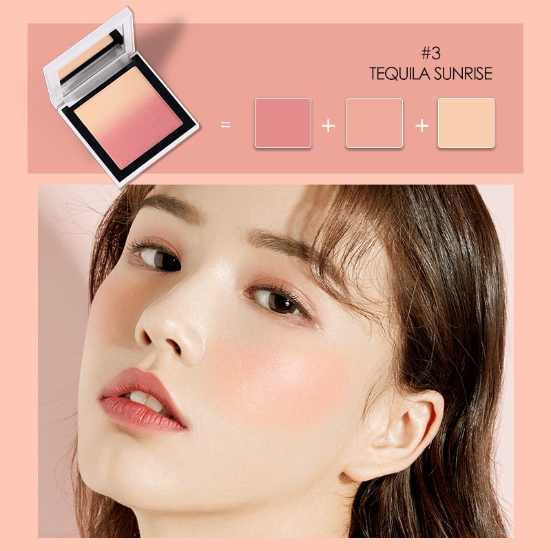 Oklulu Blush Palette Waterproof Lasting Glitter Face Rouge Powder Natural Peach Blusher Women Cosmetics Rouge Powder