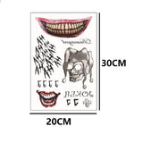 The Joker Temporary Tattoo Stickers Halloween Crazy Harley Big Mouth Fake Tattoo Sticker For Cool Man And Woman