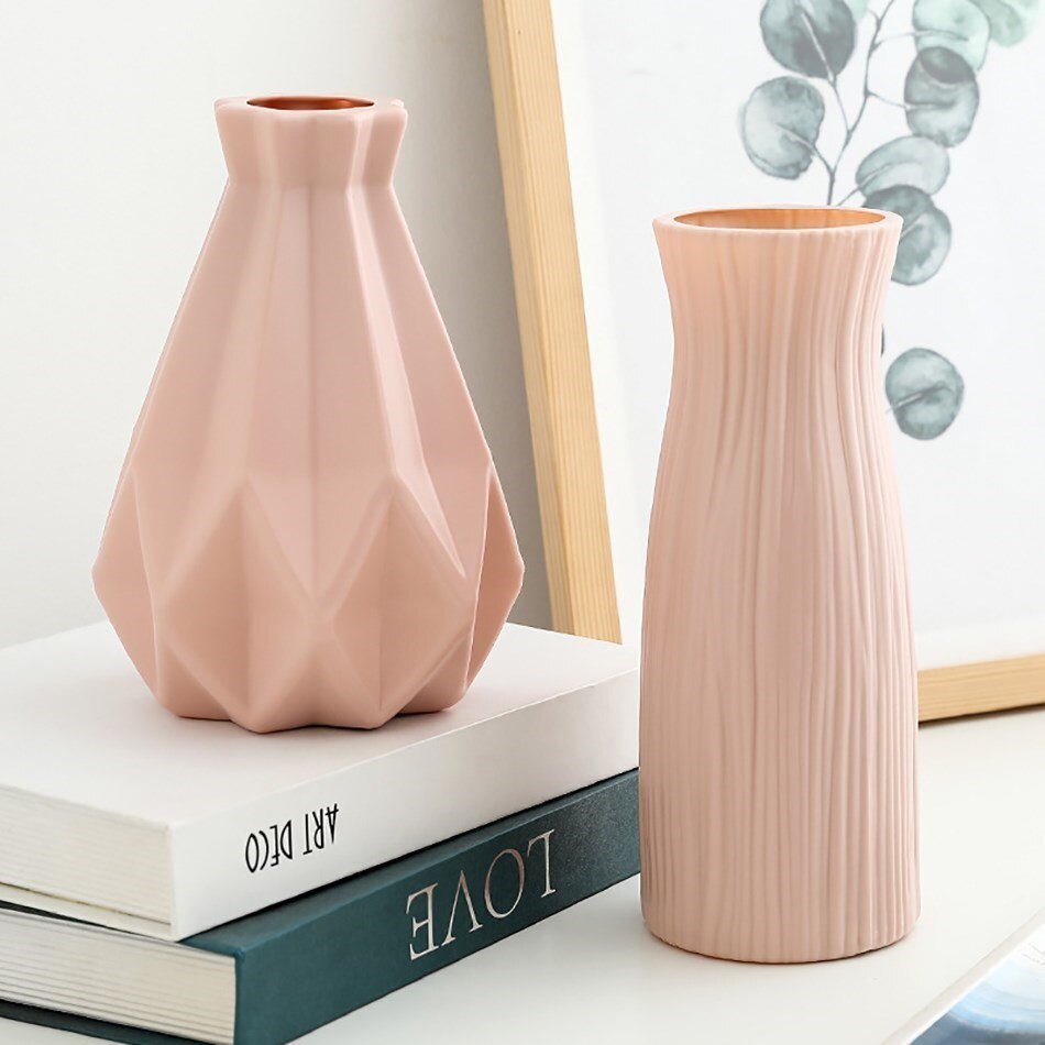 Oklulu Nordic Decoration Home Vases Imitation Ceramic Plastic Flower Vase Creative Simple Living Room Bonsai Ornaments Household