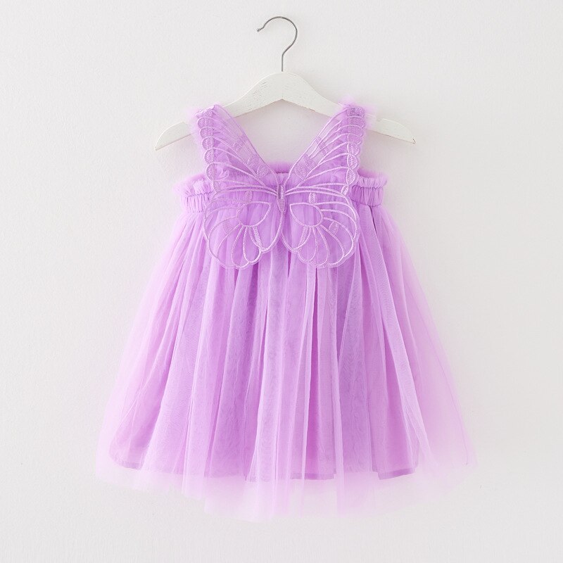 Birthday Strap Dress For Baby Girl Clothes Summer 3D Angel Wings Fairy Princess Mesh Tutu Dresses Kid Party Costume
