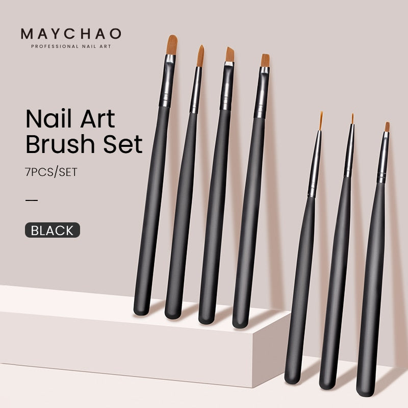 5/7pcs Nail Art Brush Kit Manicure Tool Gel Nail Polish Builder Liquid Powder Carving Gel Brush Nail Design Painting Pen
