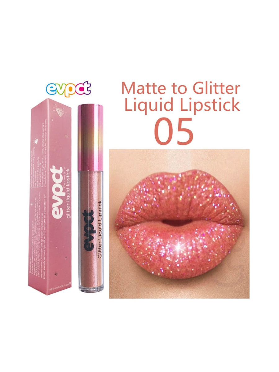 13 Colors Shiny Matte Liquid Lipstick Waterproof Long Lasting Non-stick Cup Glitter Diamond Pearl Lip Gloss Women Lip Makeup