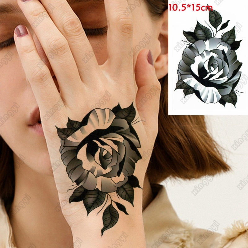 Waterproof Temporary Tattoo Sticker Hand Painted Cool Dark Skull Face Art Water Transfer Fake Tatoo Flash Tatto for Men Women