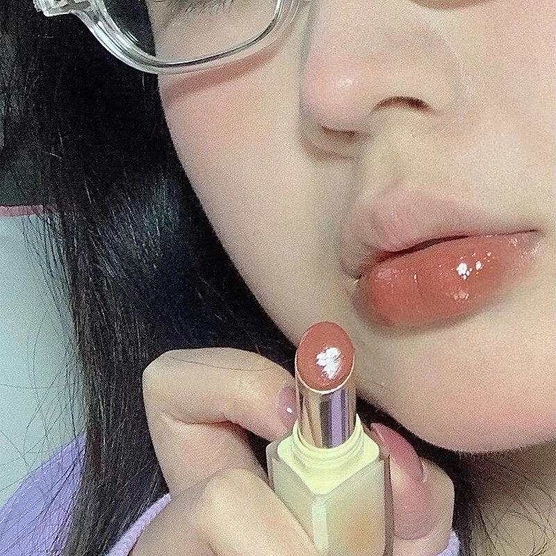 Tea Red Brown Crystal Lip Balm Jelly Lipstick Moisturizing Mirror Water Light Solid Lip Glaze Red Lip Tint Makeup Cosmetics New