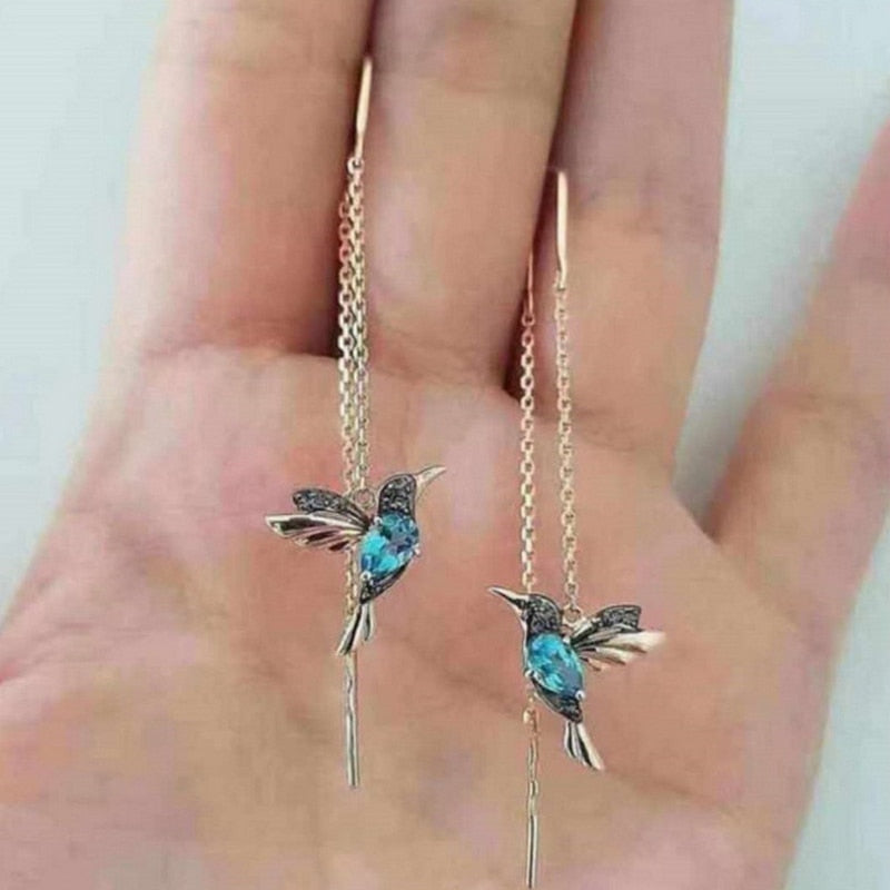 Korea Gold Color Flower Chain Tassel Drop Earrings For Women Bird Rabbit Leaf Airplane Long Piercing Line Earrings Party Jewelry