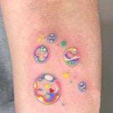 Waterproof Temporary Tattoo Sticker Colorful Cute Bubble Tattoo Flash Tattoo Arm Female