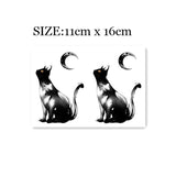 Waterproof Temporary Tattoo Sticker Black White Cat Moon Design Body Art Fake Tattoo Flash Tattoo Arm Female Male