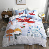 Christmas Style Queen Bedding Set Santa Claus Print Duvet Cover Set Single Double Bed Quilt Cover and Pillow Cases Bedding Sets