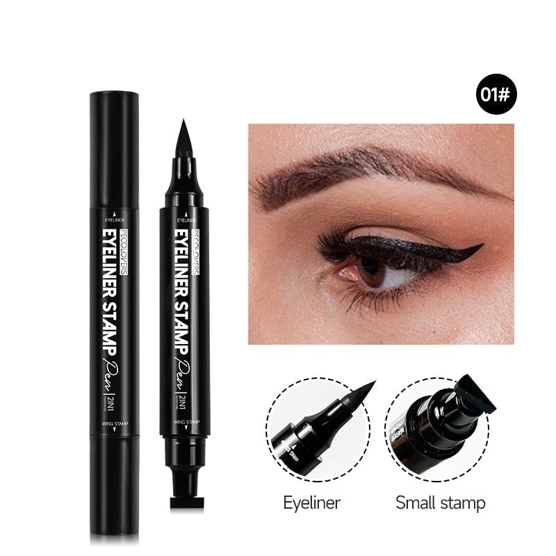 2 In1 Eyeliner Stamp Double-Headed Seal Liquid Pencil Waterproof Lasting Support Tattoo Triangle Seal Eye Liner Eye Makeup Tool