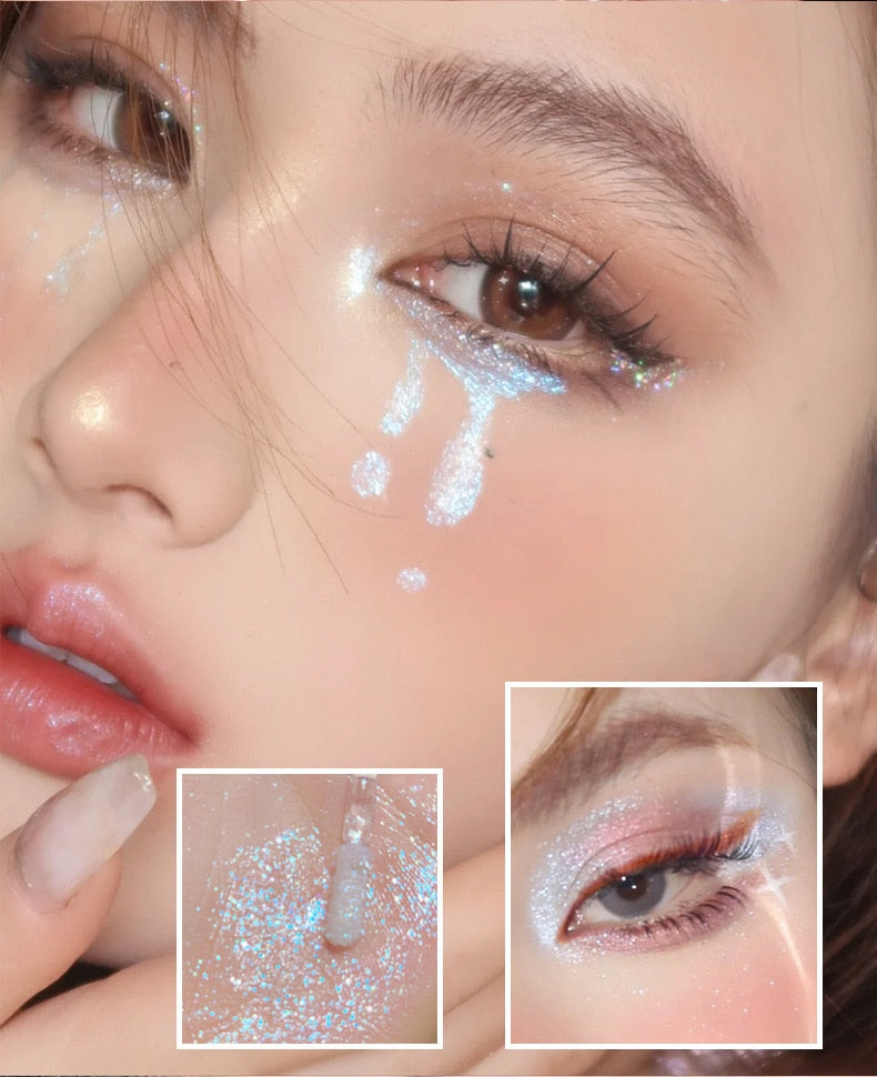 Water Light Diamond Glitter Liquid Highlighter Polarized Liquid Eyeshadow Bright Rose Blue Crystal Highgloss Palette Cosmetics