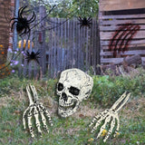 Halloween Realistic Skull Skeleton Head Human Hand Arms for Halloween Party Home Garden Lawn Decor Haunted House Horror Props