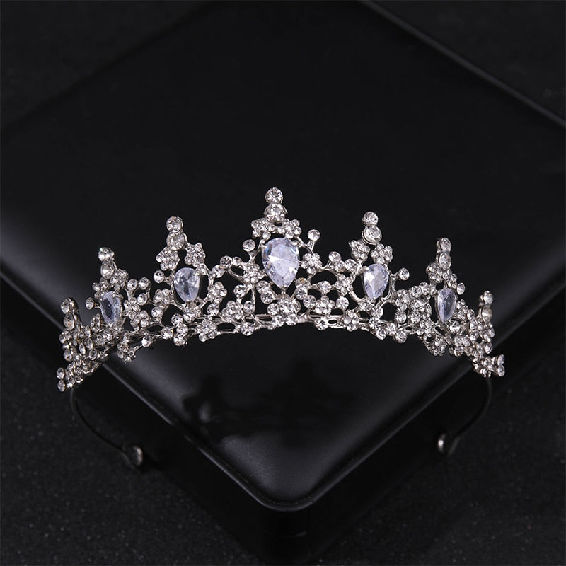 Simulated Pearls Crystal Wedding Tiaras And Crowns For Queen Princess Diadems Gold Silver Color Women Hair Jewelry Hot Sale