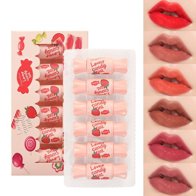 6 Colors/set Lip Glaze Combination Candy Lip Gloss Set Hydrating Sexy Liquid Lipstick Korean Women's Lip Makeup Cosmetics Kit