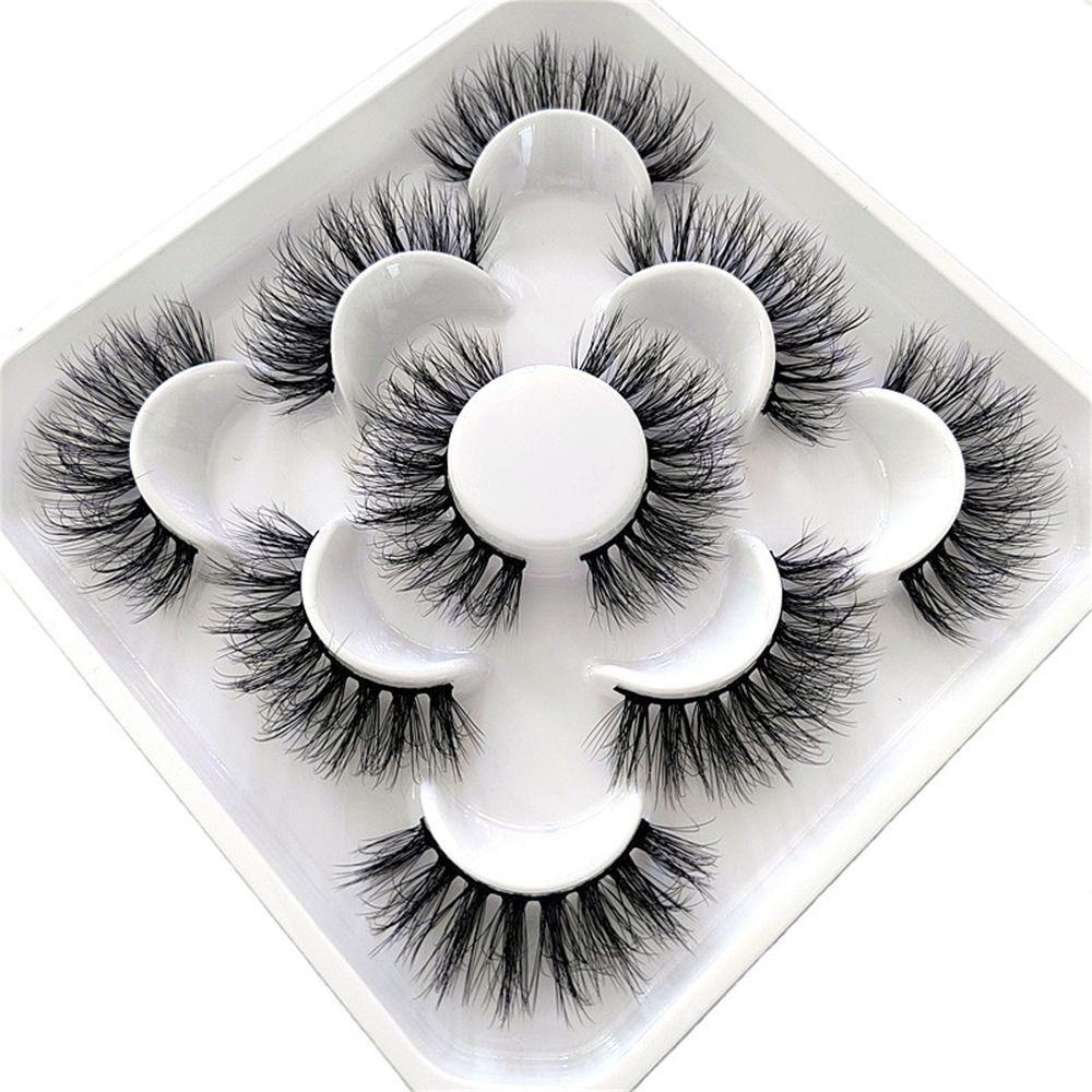 5Pairs 3D Mink False Eyelashes D Curl Fluffy Short Lashes Eyelash Extension Mix Style Handmade Cruelty-free