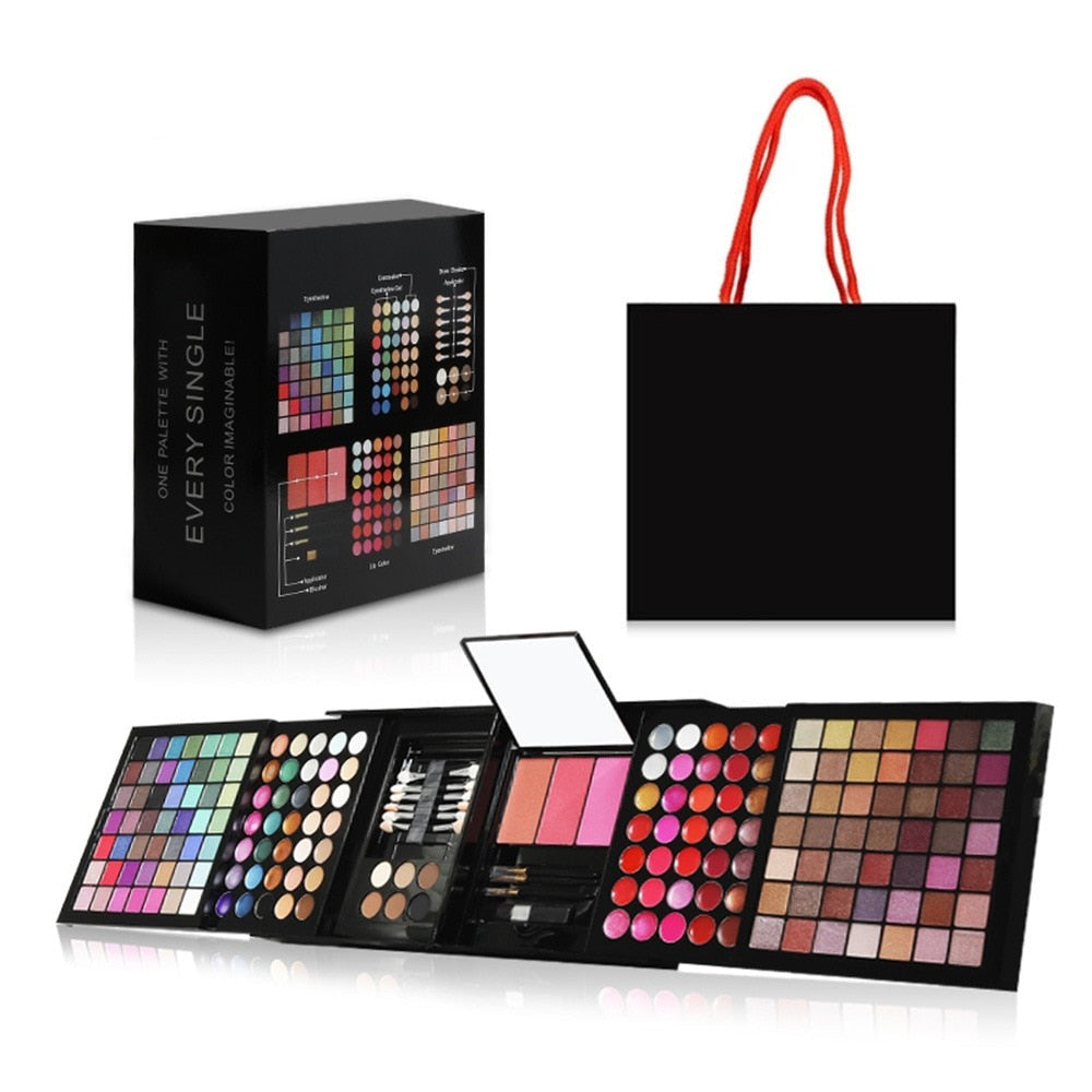 Pro 180 Color Eyeshadow Blush Cosmetic Foundation Face Powder Makeup Case with Mirror Eye Shadow Palette Maquillage Make Up Kit