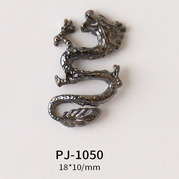 10pc Retro Noble Chinese Dragon Nail Charms Eastern Legend Imperial Vintage Metal Decoration Deity Loong 3D Fingernails Ornament