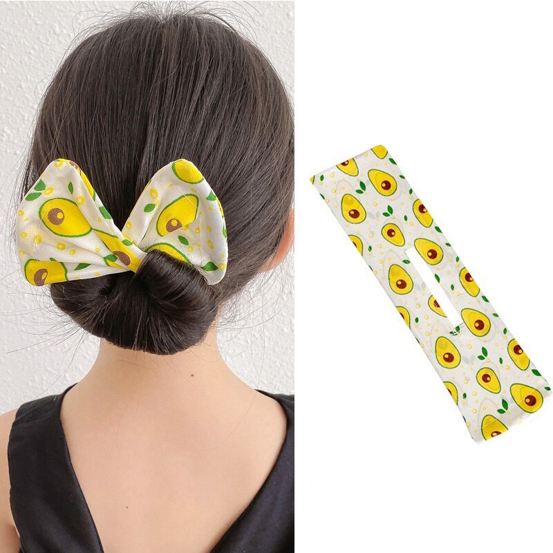 Girls Cute Magic Twist Hair Clip Bow Hair Curling Artifact Ball Ponytail Holder Headwear Kids Fruit Pattern Hair Accessories