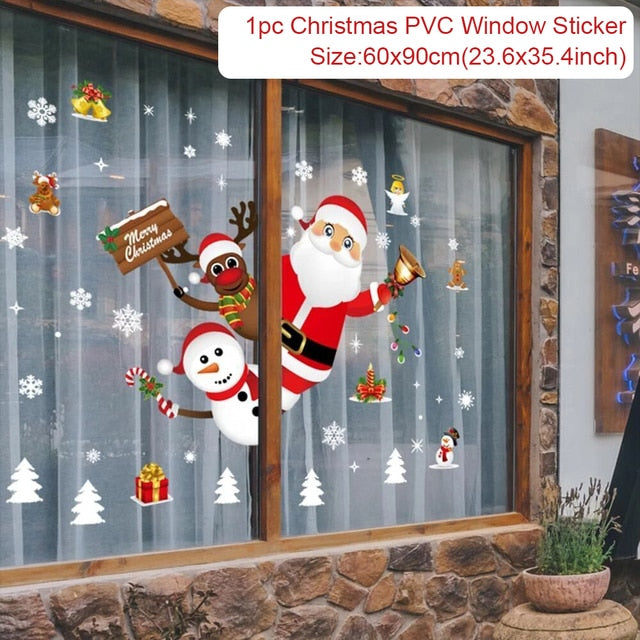 Christmas Wall Window Stickers Marry Christmas Decoration For Home  Christmas Ornaments Xmas Navidad Gift New Year 2023