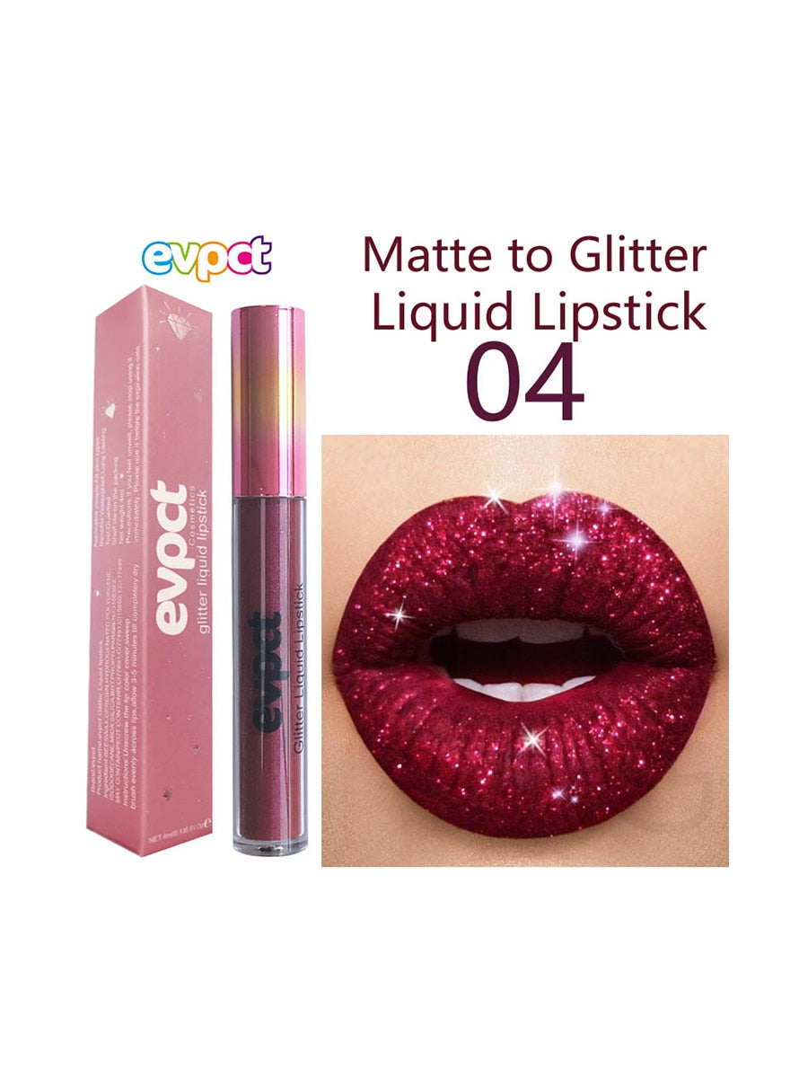 13 Colors Shiny Matte Liquid Lipstick Waterproof Long Lasting Non-stick Cup Glitter Diamond Pearl Lip Gloss Women Lip Makeup