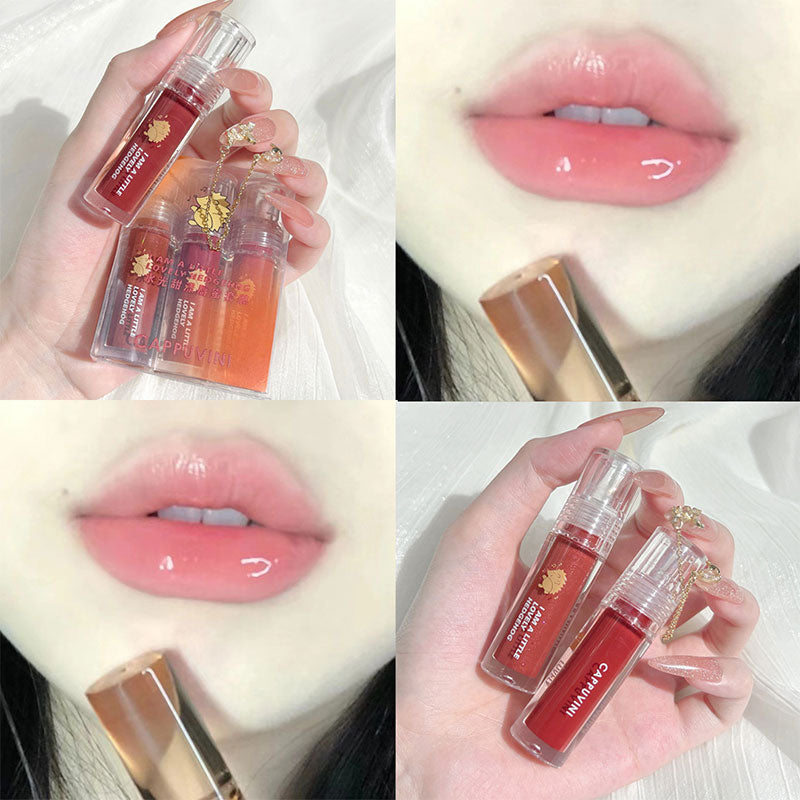 Cherry Pink Lip Plumper Gloss Crystal Jelly Oil Lip Tint Korean Long-lasting Waterproof Lipstick Lips Plumper Extreme Wholesale