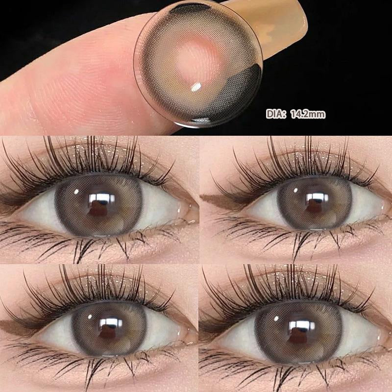 1Pair Color Contact Lenses For Eye Natural Gray Eyes with Myopia Prescription High Quality Color Lens Makeup Yearly New