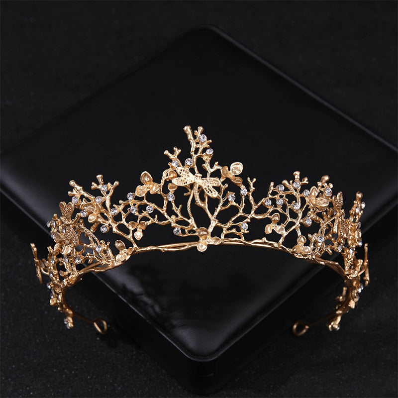 Simulated Pearls Crystal Wedding Tiaras And Crowns For Queen Princess Diadems Gold Silver Color Women Hair Jewelry Hot Sale