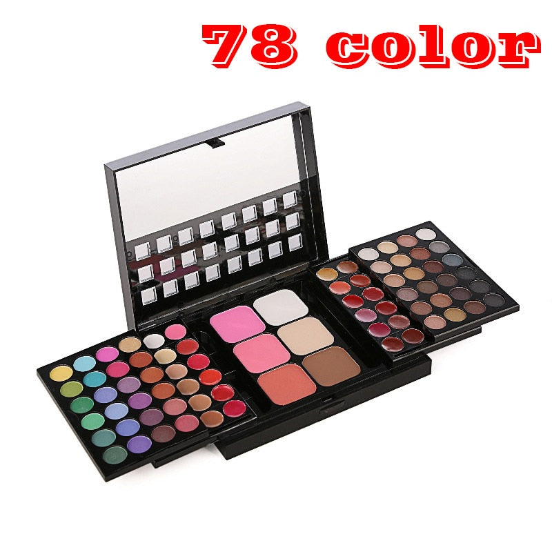 Oklulu  Professional Makeup Set 2 Lyer Suitcase Makeup Kit Lipstick Brush Eyeliner Nail Polish Set Cosmetic For Makeup Eyeshadow Palette