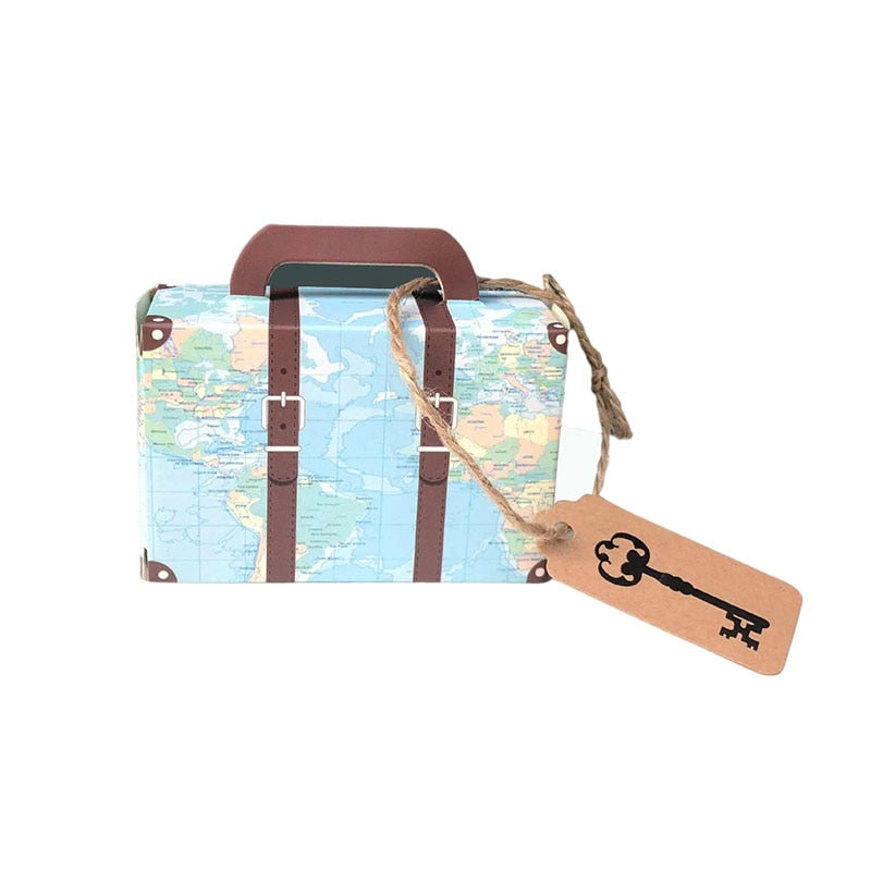 10/20/50pcs Mini Travel Suitcase Candy Box Kraft Paper Chocolate Favor Gift Box Packaging Bag Wedding Birthday Party Decoration