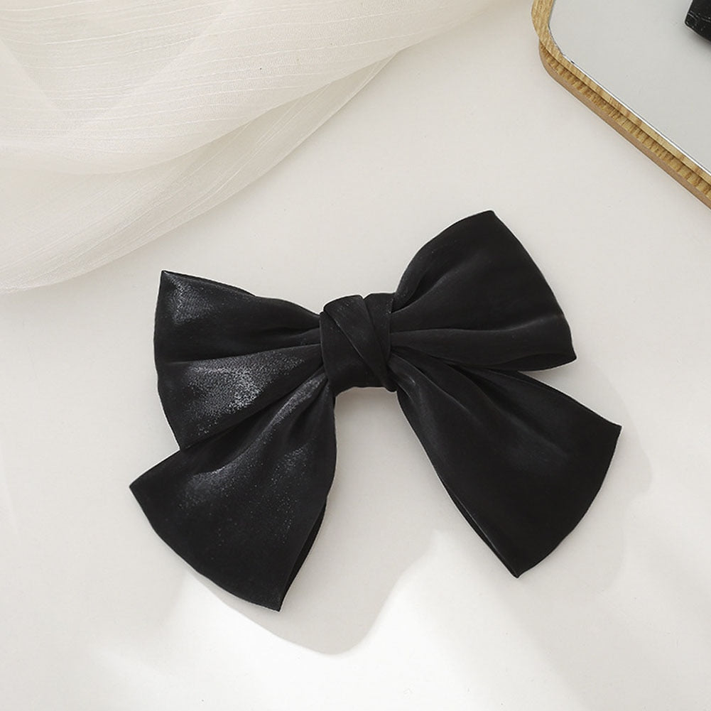 Korean Fashion Hair Bow For Women Black Ribbon Bow tie Hairpin Elegant Ladies Hairgrips Headwear Hair Accessories Hair Clips