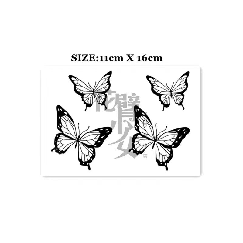 Waterproof Temporary Tattoo Sticker Red Butterfly Pattern Arm Wrist Chest Fake Tattoo Sticker Female Girl Flash Tattoo