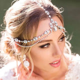 Crystal Forehead Headband Wedding Bridal Hair Chain Headpiece for Women Rhinestone Waterdrop Head Chain Headwear Hair Jewelry